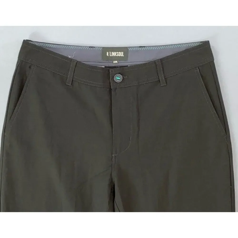 Linksoul Men's Reprieve Poly Blend Flat Front Chino Golf Pants. Gray, 32X32.5.
